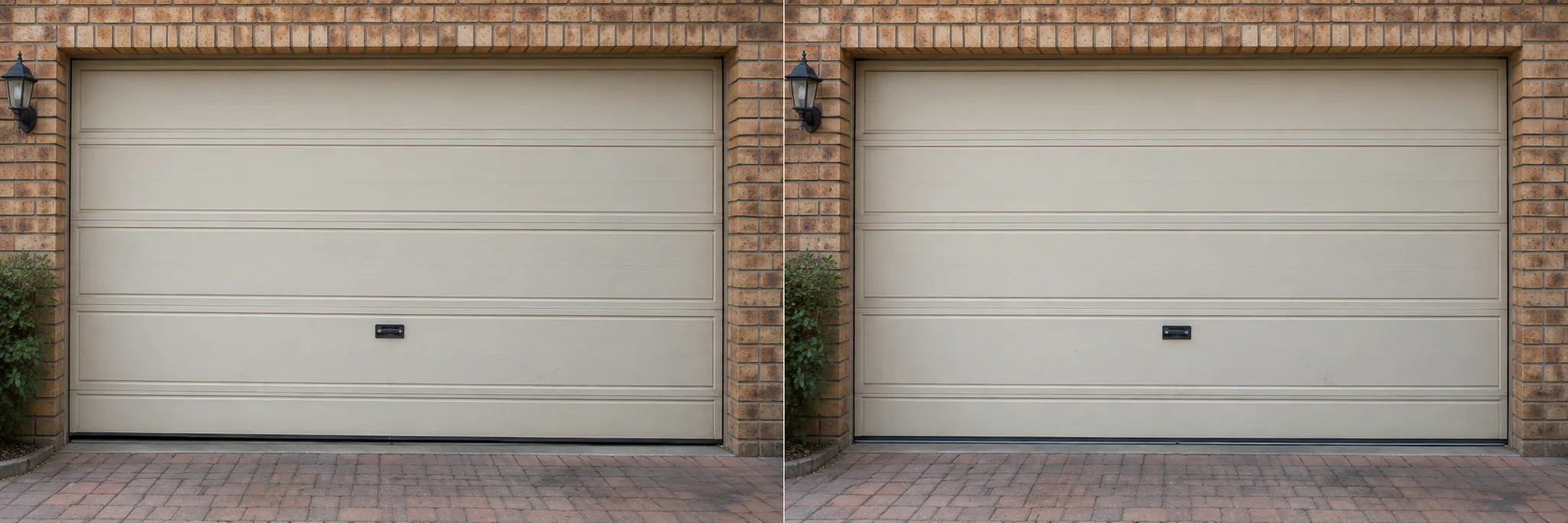 Sectional garage door with an uneven lower edge