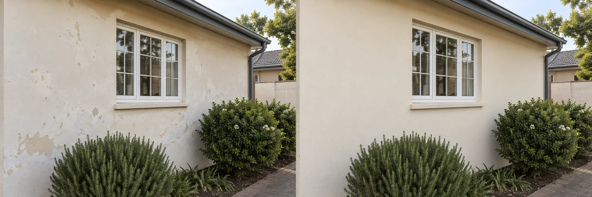 Peeling exterior paint around a window